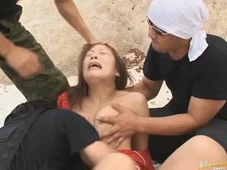 Cute Akane Mochida Gets Gangbanged increased by Unperceived in Cum on high get under one's Careen